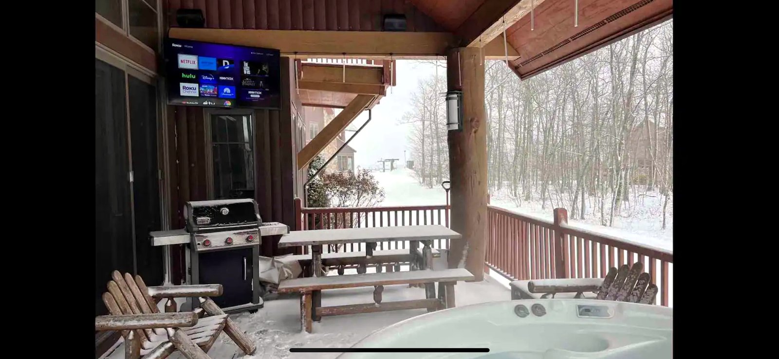 Outdoor TV hot tub BBQ